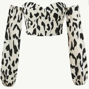 Stylish Cross Tie Cow Print Top | Size M/L
